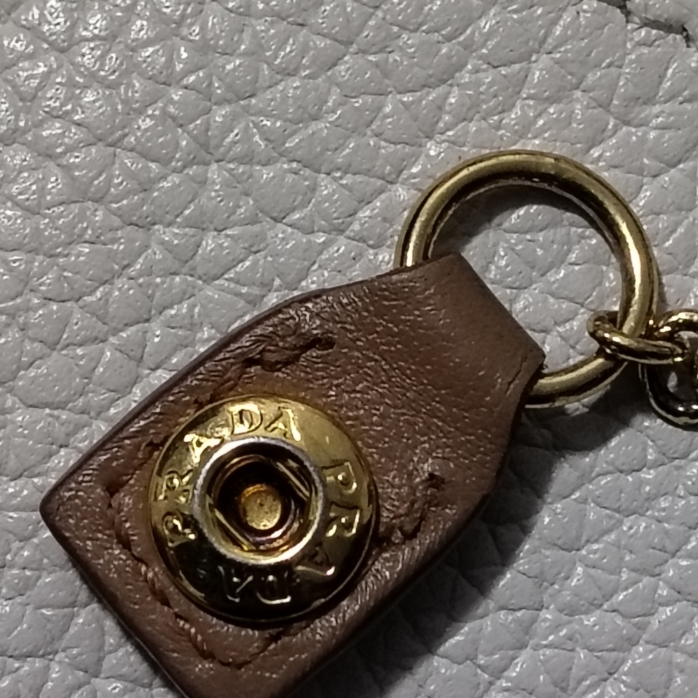 Classy Prada Large Saffiano Clutch Wallet. Two-tone Pearl White And Camel/Tan Sl